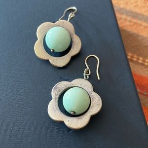 Lucky Jewelry Silver and Turquoise Bead Earrings